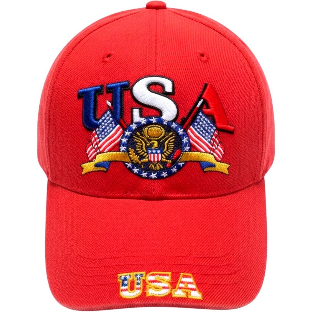 Unbranded USA Patriotic Baseball Cap Red Adjustable Hat American Flag Eagle SEO